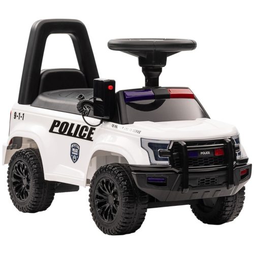 Rendőr elektromos kisautó 30W 6V, megafonnal és zenelejátszóval - Fehér