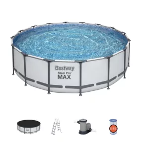   Basen stelażowy Steel Pro MAX 488x122 Szary 16FT BESTWAY 5w1 + Drabinka + Pokrywa