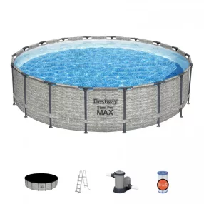  Basen stelażowy Steel Pro MAX 549x122 Imitacja Kamienia 18FT BESTWAY 5w1 + Akcesoria