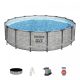 Basen stelażowy Steel Pro MAX 488x122 Imitacja Kamienia 16FT BESTWAY 5w1 + Akcesoria
