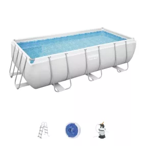   Basen stelażowy Power Steel 404x201x100 Szary 13x6FT BESTWAY 6w1 + Pompa piaskowa + Drabinka