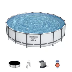   Basen stelażowy Steel Pro MAX 549x122 Szary 18FT BESTWAY 5w1 + Pompa + Pokrywa + Drabinka