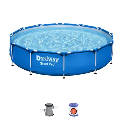 Basen Stelażowy Steel Pro 366x76 Okrągły BESTWAY 3w1 + Pompa Filtr