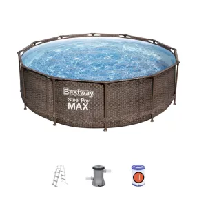   Basen stelażowy Steel Pro MAX 366x100 Brązowy 12FT BESTWAY 4w1 + Pompa Filtr + Drabinka