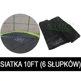   Siatka ochronna SkyRamiz Czarny do trampoliny ogrodowej 305cm/10FT 6 tuneli na słupki