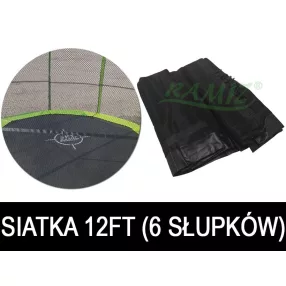   Siatka ochronna SkyRamiz Czarny do trampoliny ogrodowej 366cm/12FT 6 tuneli na słupki