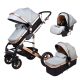 BABYFOND 3in1 ECO Bőr babakocsi - szürke 