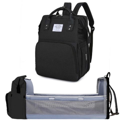 BERIO Pelenkázó táska, hátizsák kihúzható pelenkázó résszel - Fekete