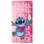 Disney Lilo és Stitch, A csillagkutya Pink Heart fürdőlepedő, strand törölköző 70x140cm (Fast Dry)