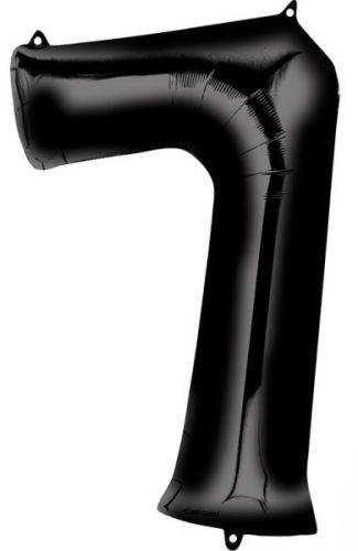 Fekete Black óriás szám fólia lufi 7-es, 88x55 cm