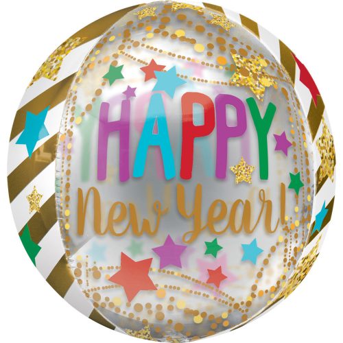 Happy New Year Gold gömb fólia lufi 40 cm