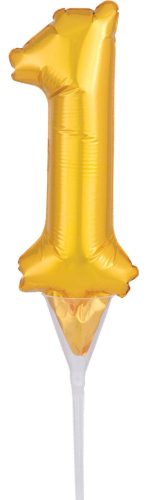 Arany Gold 1-es szám fólia lufi tortára 15 cm