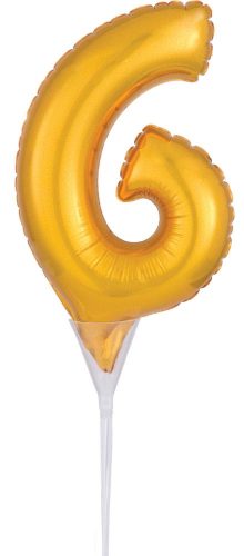 Arany Gold 6-os szám fólia lufi tortára 15 cm