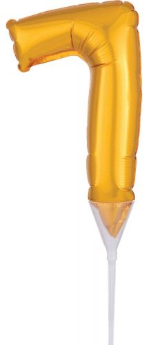 Arany Gold 7-es szám fólia lufi tortára 15 cm