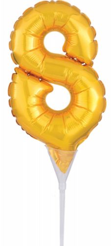 Arany Gold 8-as szám fólia lufi tortára 15 cm