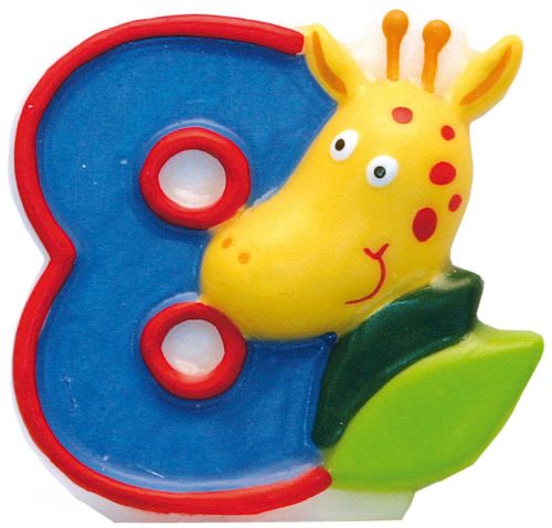 Szafari Giraffe tortagyertya, számgyertya 8-as