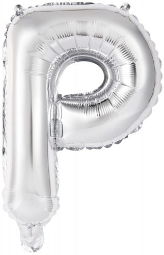 Ezüst Silver P betű fólia lufi 45 cm
