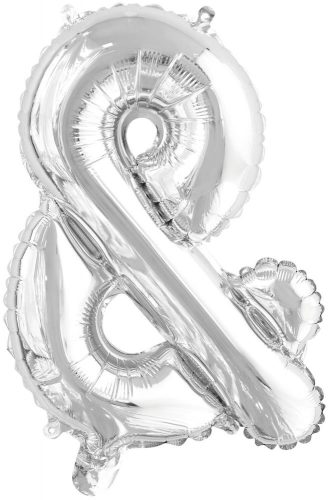 Ezüst Silver & betű fólia lufi, 46 cm
