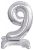 Ezüst Silver mini 9-es szám fólia lufi talppal 38 cm