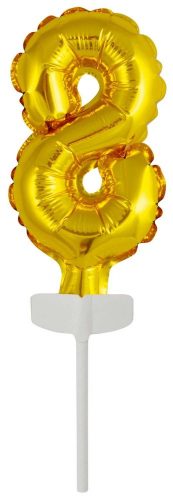 Arany Gold 8-as szám fólia lufi tortára 13 cm