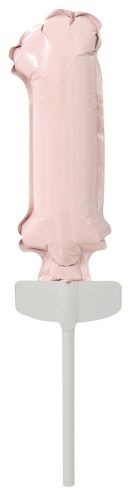 Rózsaszín Pastel 1-es szám fólia lufi tortára 13 cm
