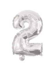Ezüst Silver 2-es szám fólia lufi 10 cm