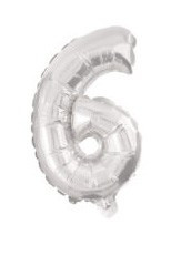 Ezüst Silver 6-os szám fólia lufi 10 cm