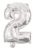 Ezüst Silver 2-es szám fólia lufi 95 cm