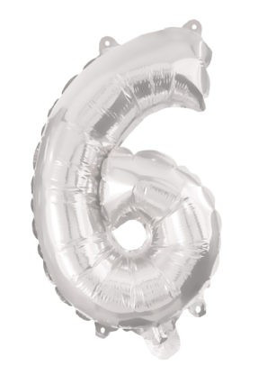 Ezüst Silver 6-os szám fólia lufi 95 cm