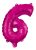 Rózsaszín Hot Pink 6-os szám fólia lufi 95 cm