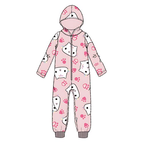 Gabi babaháza Cat Pink gyerek hosszú pizsama, overál 3 - 8 év / 98 - 128 cm