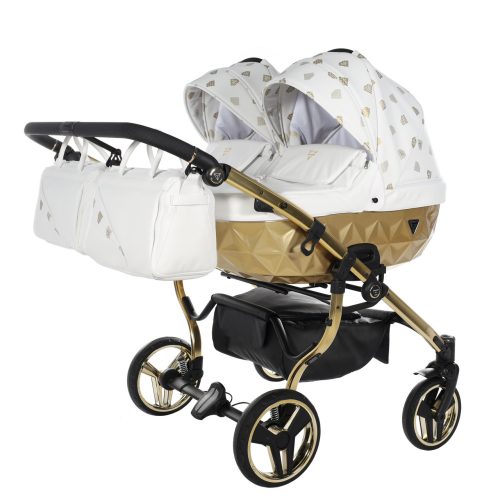 JUNAMA Diamond Duo Glow 3in1 multifunkciós iker babakocsi - Fehér/Arany