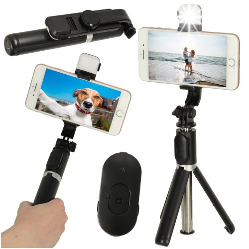 Selfie bot lámpa állvány tripod állvány fekete