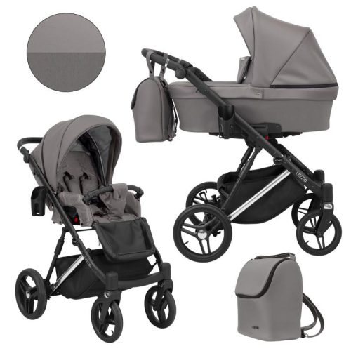 Kunert LAZZIO Prémium 2in1 babakocsi - Grafit ECO bőr (ezüst váz)