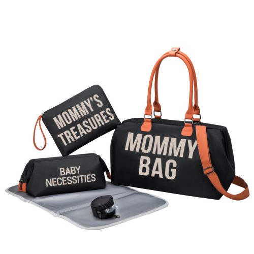 MOMMY BAG - 5 részes pelenkázó kismama táska szett - Fekete