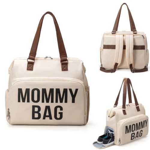MOMMY BAG óriás pelenkázó kismama táska, hátitáska - fehér